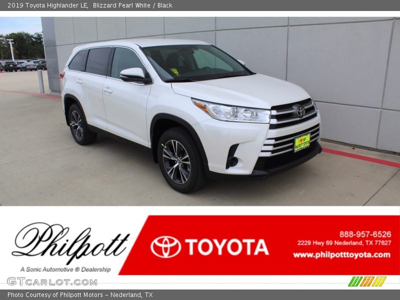 Blizzard Pearl White / Black 2019 Toyota Highlander LE