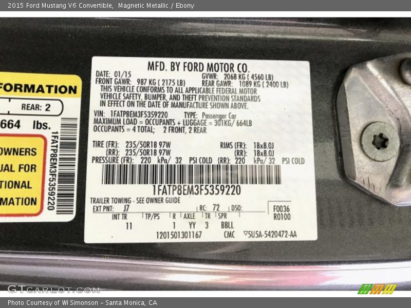 Magnetic Metallic / Ebony 2015 Ford Mustang V6 Convertible