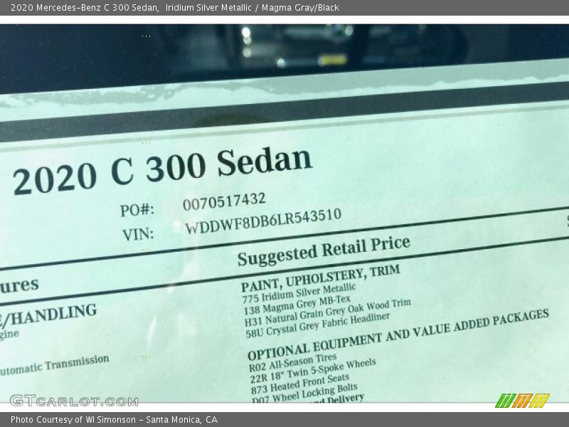 Iridium Silver Metallic / Magma Gray/Black 2020 Mercedes-Benz C 300 Sedan