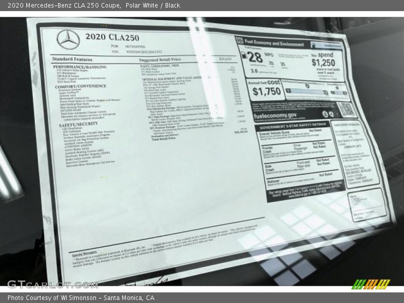 Polar White / Black 2020 Mercedes-Benz CLA 250 Coupe