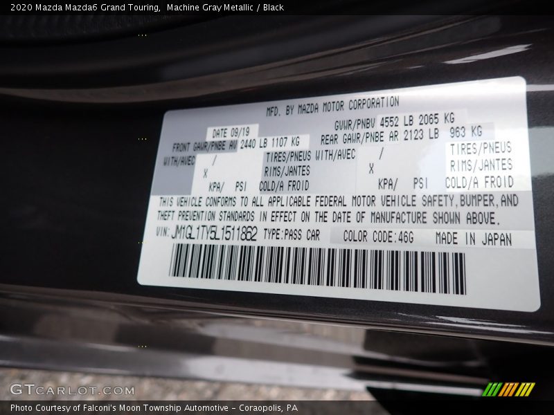 2020 Mazda6 Grand Touring Machine Gray Metallic Color Code 46G