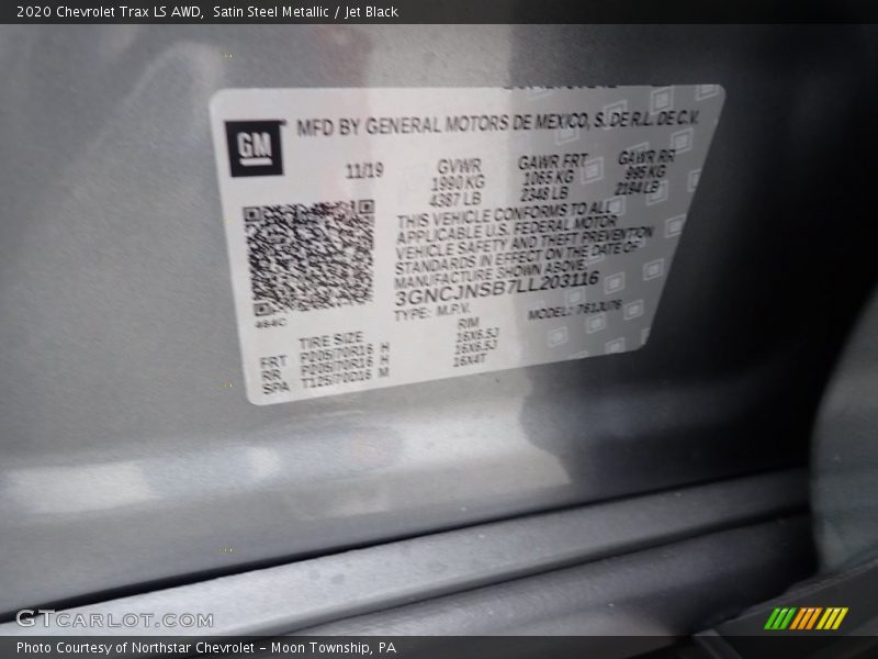 Satin Steel Metallic / Jet Black 2020 Chevrolet Trax LS AWD