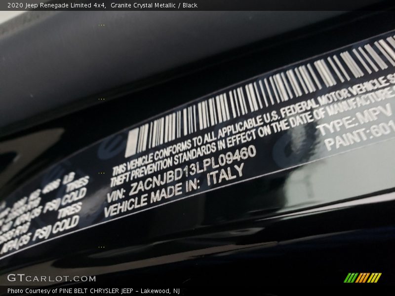 Granite Crystal Metallic / Black 2020 Jeep Renegade Limited 4x4