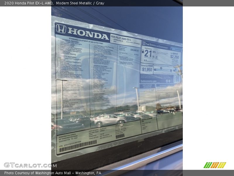 Modern Steel Metallic / Gray 2020 Honda Pilot EX-L AWD