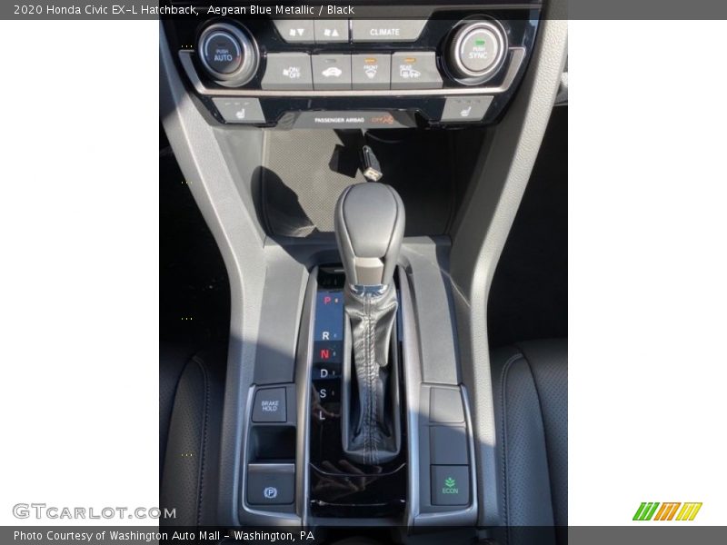 Aegean Blue Metallic / Black 2020 Honda Civic EX-L Hatchback