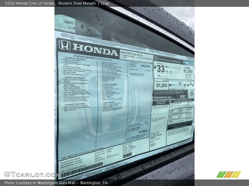 Modern Steel Metallic / Gray 2020 Honda Civic LX Sedan