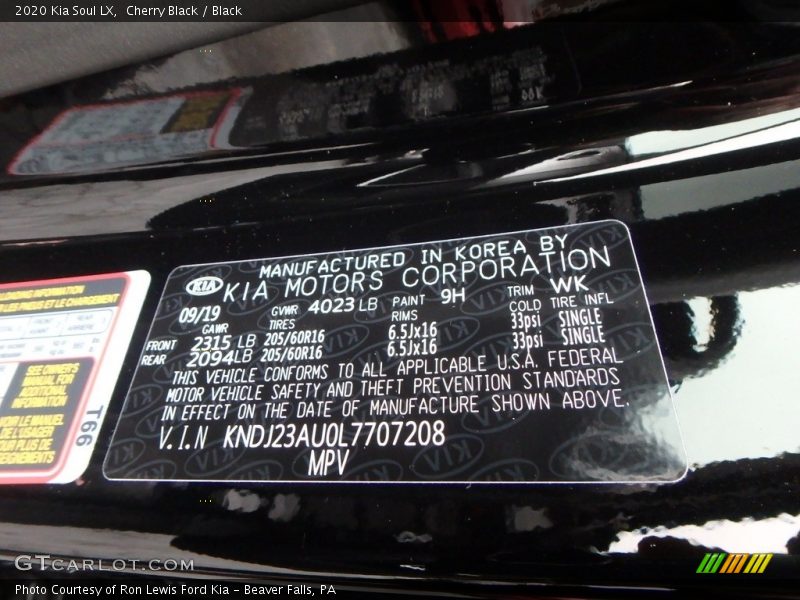 Cherry Black / Black 2020 Kia Soul LX