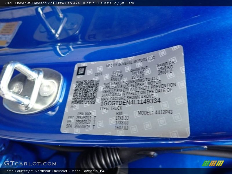Kinetic Blue Metallic / Jet Black 2020 Chevrolet Colorado Z71 Crew Cab 4x4
