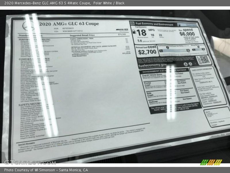 Polar White / Black 2020 Mercedes-Benz GLC AMG 63 S 4Matic Coupe