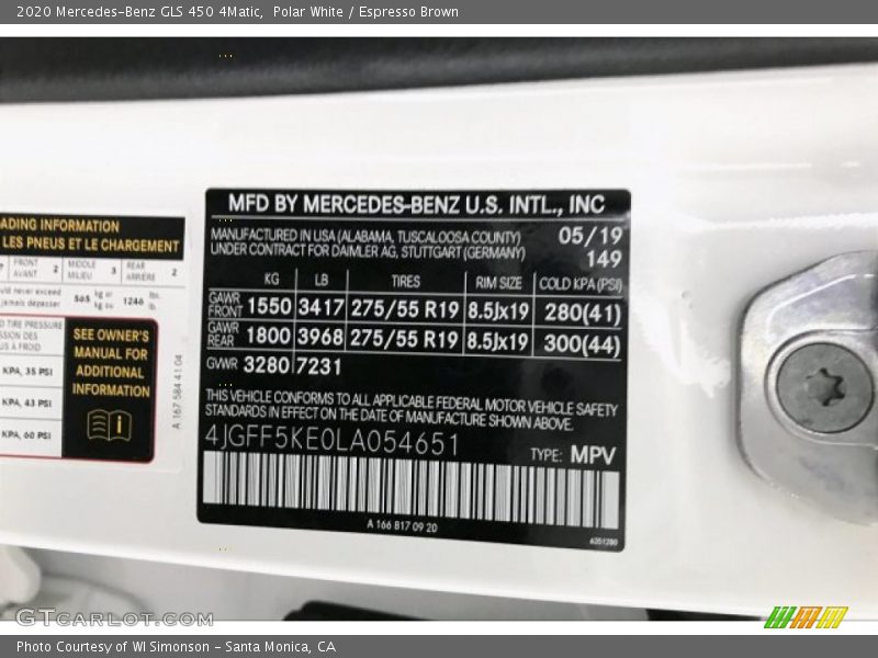 Polar White / Espresso Brown 2020 Mercedes-Benz GLS 450 4Matic