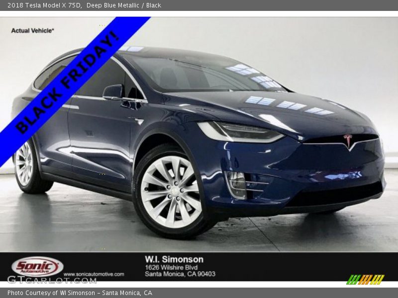 Deep Blue Metallic / Black 2018 Tesla Model X 75D