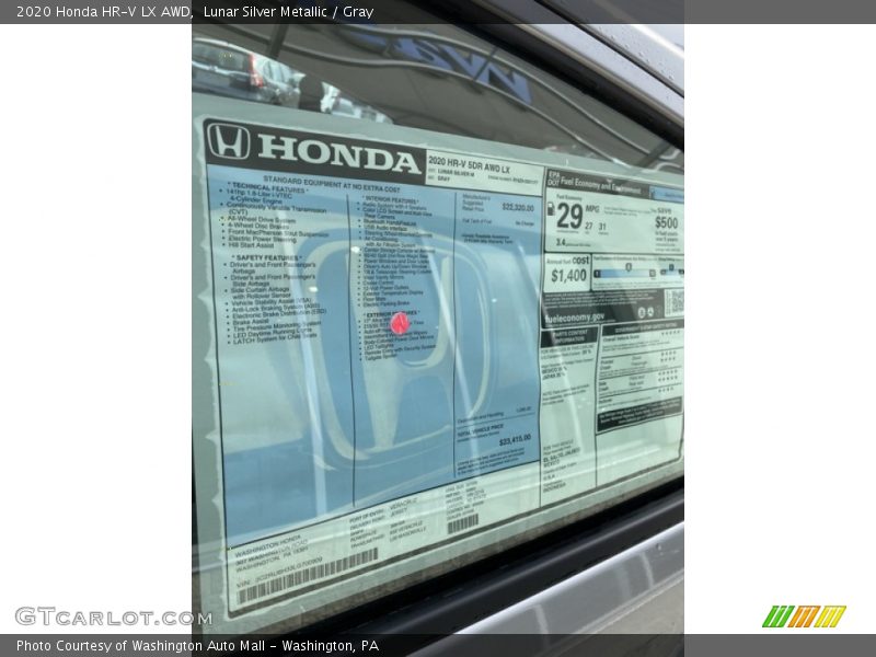  2020 HR-V LX AWD Window Sticker