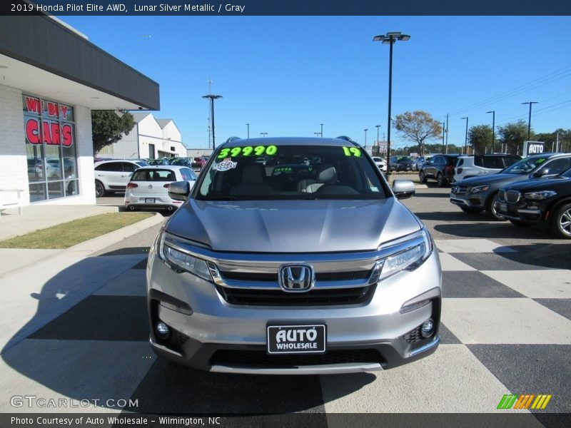 Lunar Silver Metallic / Gray 2019 Honda Pilot Elite AWD