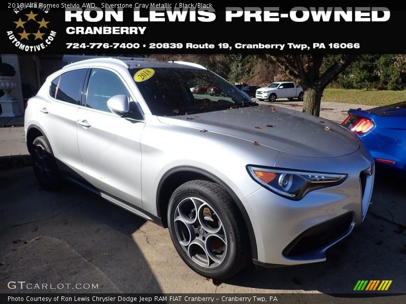 Silverstone Gray Metallic / Black/Black 2018 Alfa Romeo Stelvio AWD