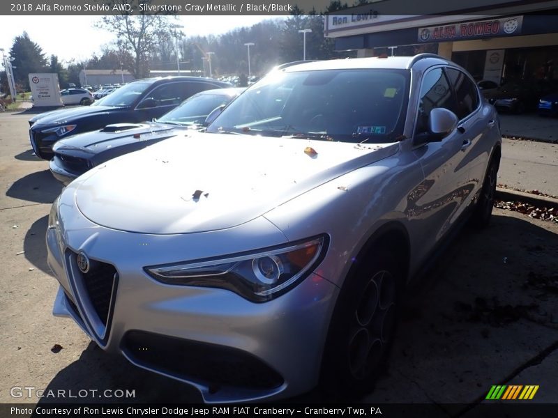 Silverstone Gray Metallic / Black/Black 2018 Alfa Romeo Stelvio AWD