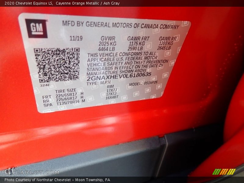 Cayenne Orange Metallic / Ash Gray 2020 Chevrolet Equinox LS