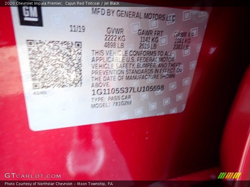 Cajun Red Tintcoat / Jet Black 2020 Chevrolet Impala Premier