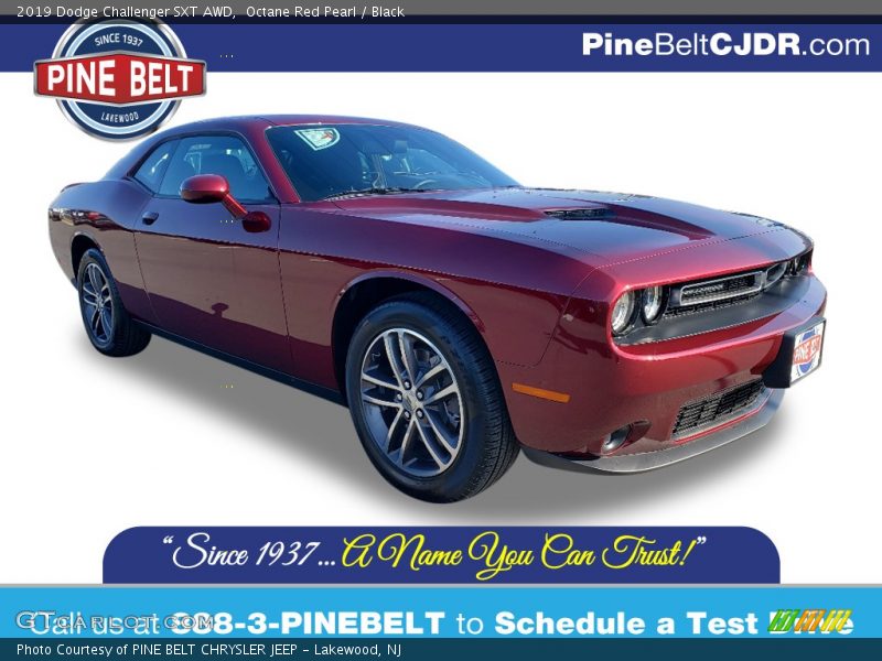 Octane Red Pearl / Black 2019 Dodge Challenger SXT AWD