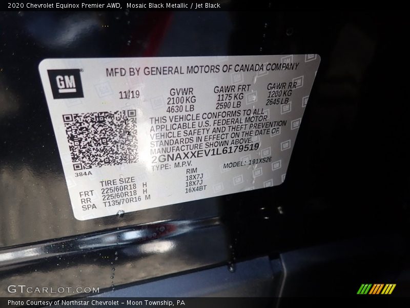 Mosaic Black Metallic / Jet Black 2020 Chevrolet Equinox Premier AWD