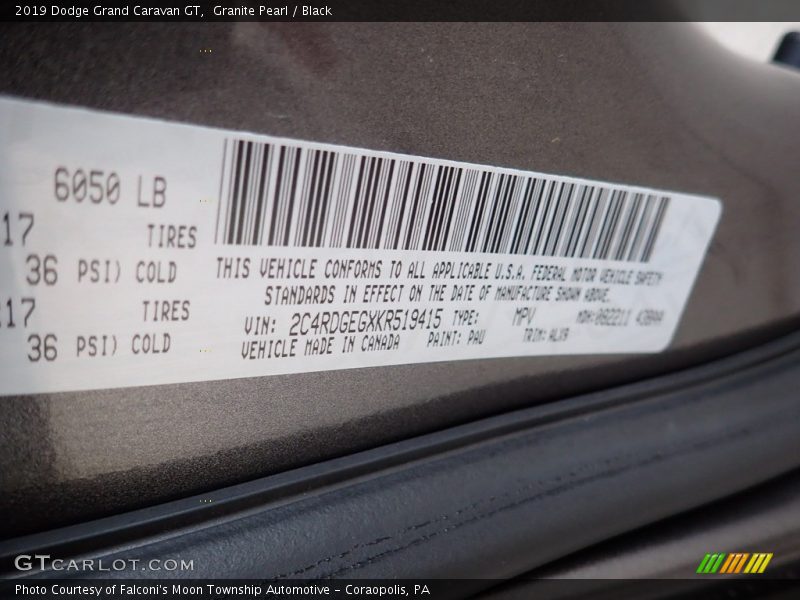 Granite Pearl / Black 2019 Dodge Grand Caravan GT