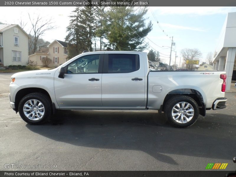 Silver Ice Metallic / Jet Black 2020 Chevrolet Silverado 1500 Custom Crew Cab 4x4