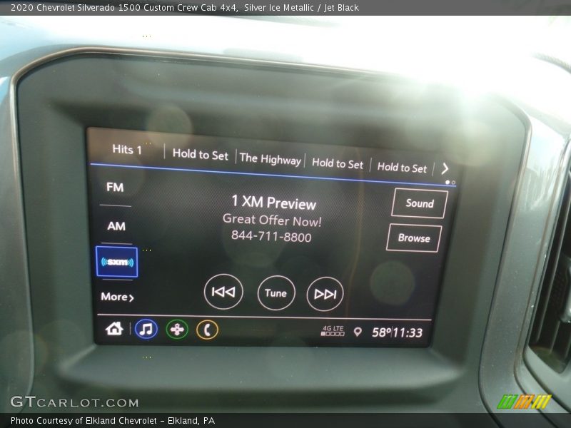 Silver Ice Metallic / Jet Black 2020 Chevrolet Silverado 1500 Custom Crew Cab 4x4