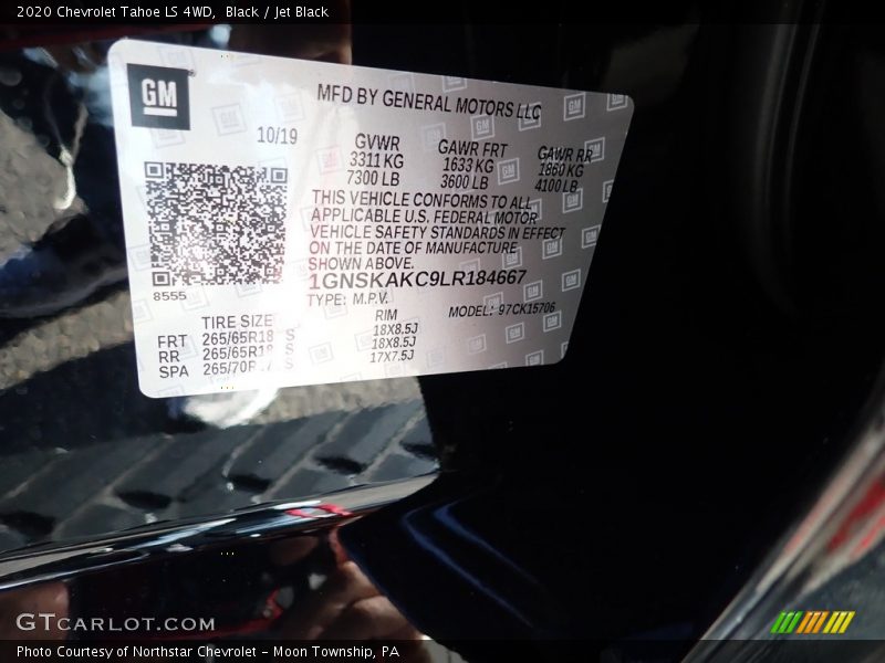 Black / Jet Black 2020 Chevrolet Tahoe LS 4WD