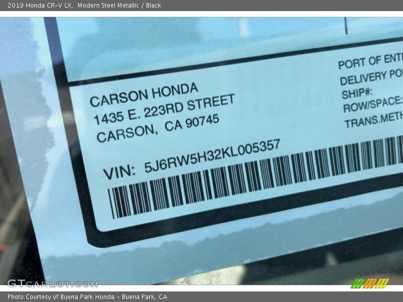 Modern Steel Metallic / Black 2019 Honda CR-V LX