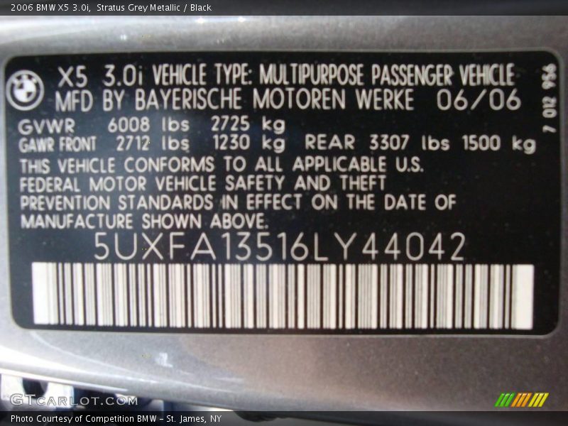 Stratus Grey Metallic / Black 2006 BMW X5 3.0i