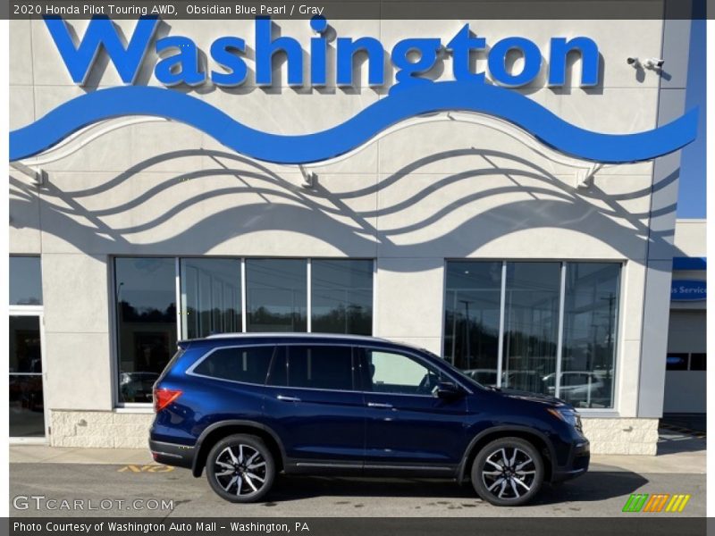 Obsidian Blue Pearl / Gray 2020 Honda Pilot Touring AWD