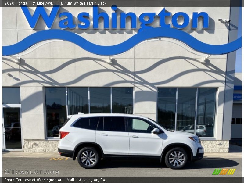 Platinum White Pearl / Black 2020 Honda Pilot Elite AWD
