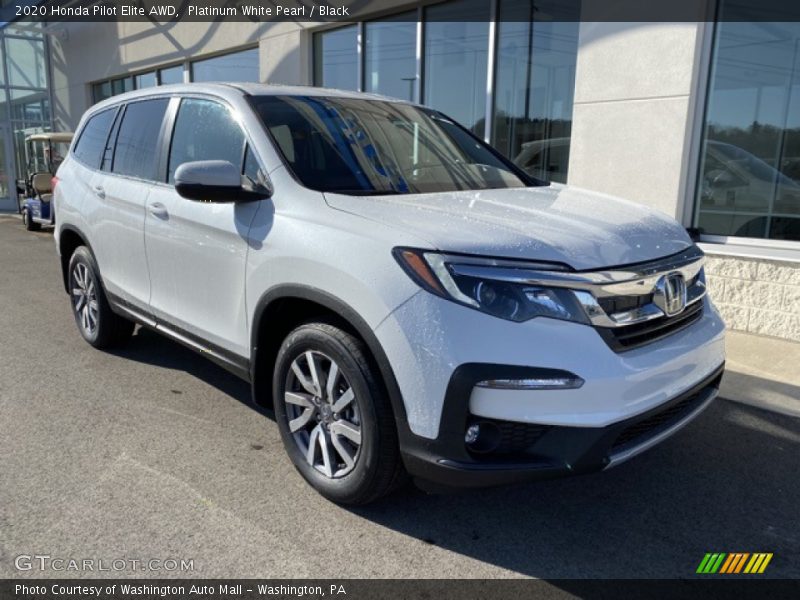Platinum White Pearl / Black 2020 Honda Pilot Elite AWD