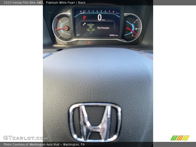 Platinum White Pearl / Black 2020 Honda Pilot Elite AWD