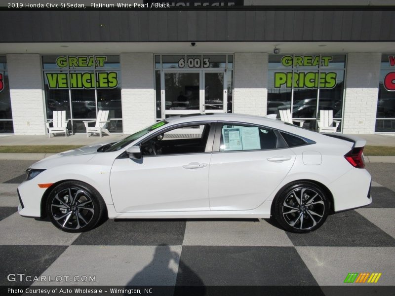 Platinum White Pearl / Black 2019 Honda Civic Si Sedan