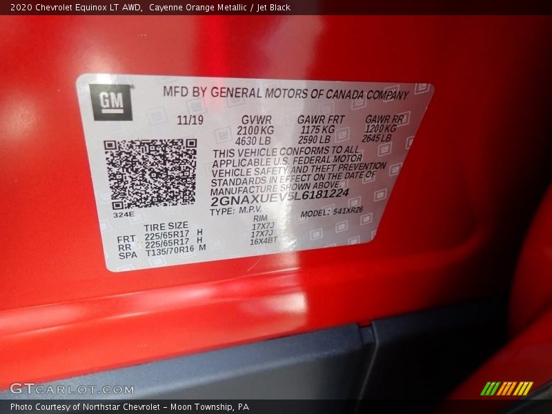 Cayenne Orange Metallic / Jet Black 2020 Chevrolet Equinox LT AWD