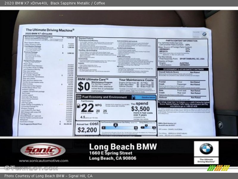 Black Sapphire Metallic / Coffee 2020 BMW X7 xDrive40i