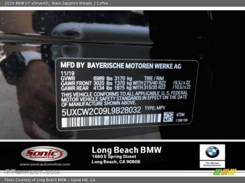 Black Sapphire Metallic / Coffee 2020 BMW X7 xDrive40i