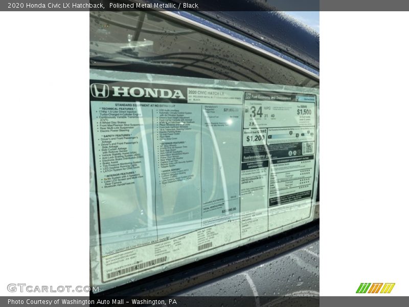 Polished Metal Metallic / Black 2020 Honda Civic LX Hatchback