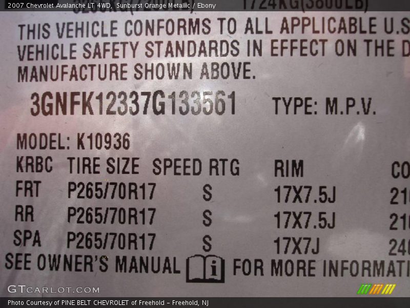 Sunburst Orange Metallic / Ebony 2007 Chevrolet Avalanche LT 4WD