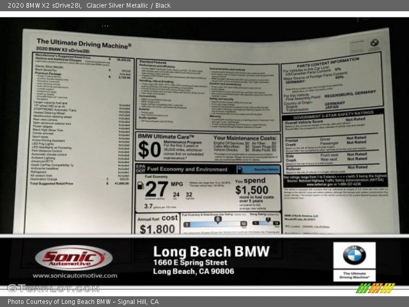 Glacier Silver Metallic / Black 2020 BMW X2 sDrive28i