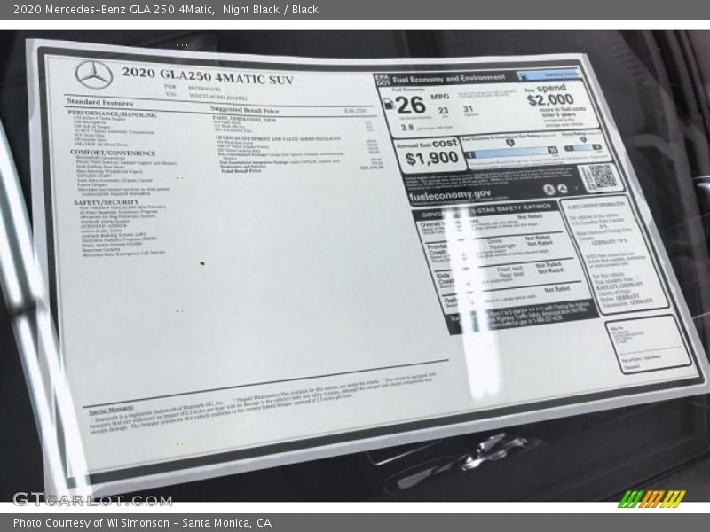 Night Black / Black 2020 Mercedes-Benz GLA 250 4Matic