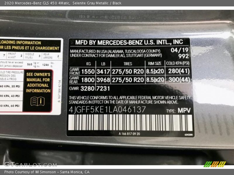 Selenite Gray Metallic / Black 2020 Mercedes-Benz GLS 450 4Matic