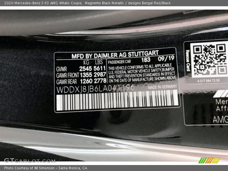 Magnetite Black Metallic / designo Bengal Red/Black 2020 Mercedes-Benz S 63 AMG 4Matic Coupe