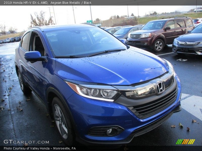 Aegean Blue Metallic / Black 2019 Honda HR-V EX-L AWD