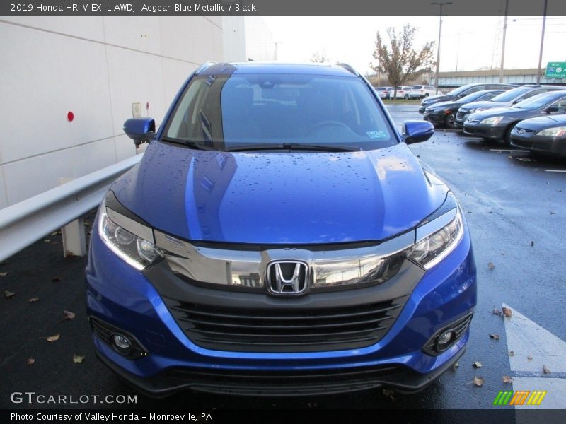 Aegean Blue Metallic / Black 2019 Honda HR-V EX-L AWD