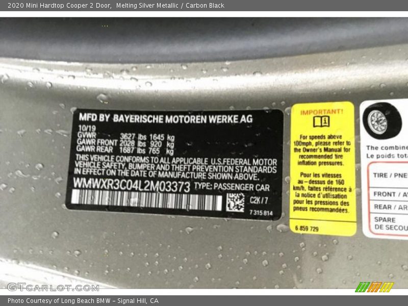 Melting Silver Metallic / Carbon Black 2020 Mini Hardtop Cooper 2 Door