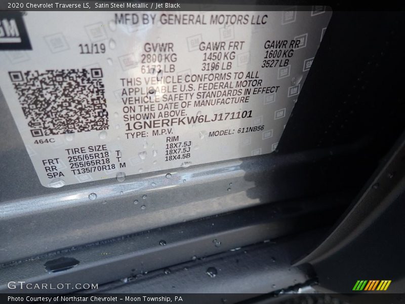 Satin Steel Metallic / Jet Black 2020 Chevrolet Traverse LS