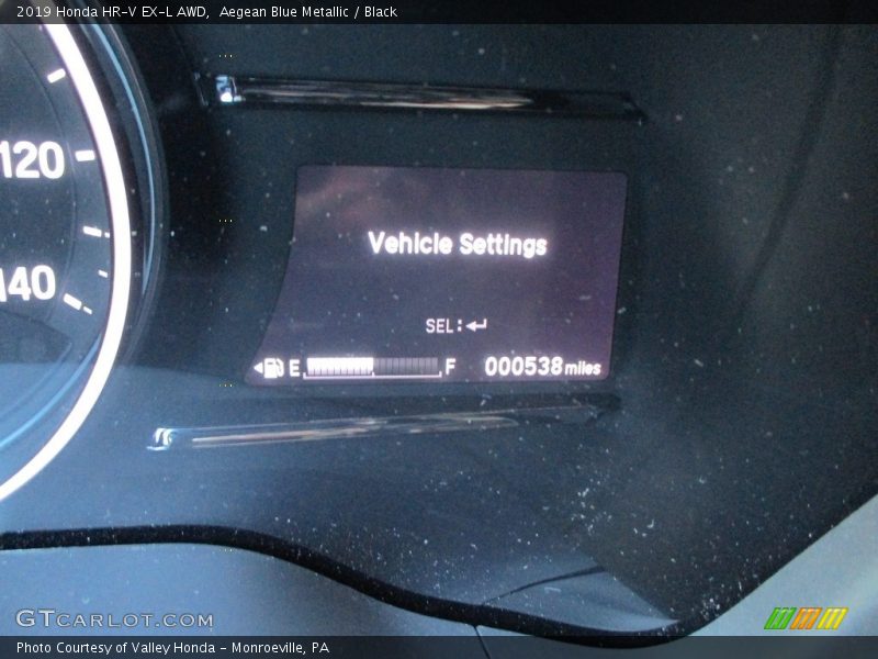 Aegean Blue Metallic / Black 2019 Honda HR-V EX-L AWD