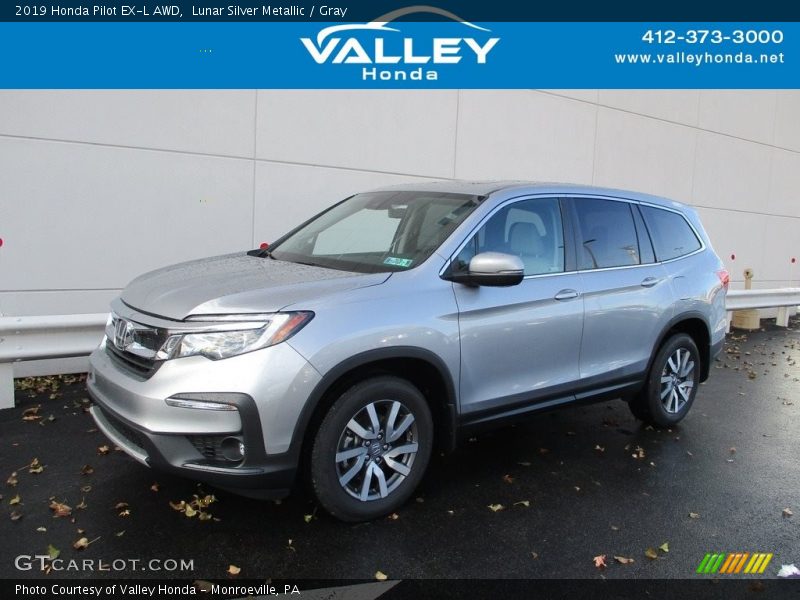 Lunar Silver Metallic / Gray 2019 Honda Pilot EX-L AWD