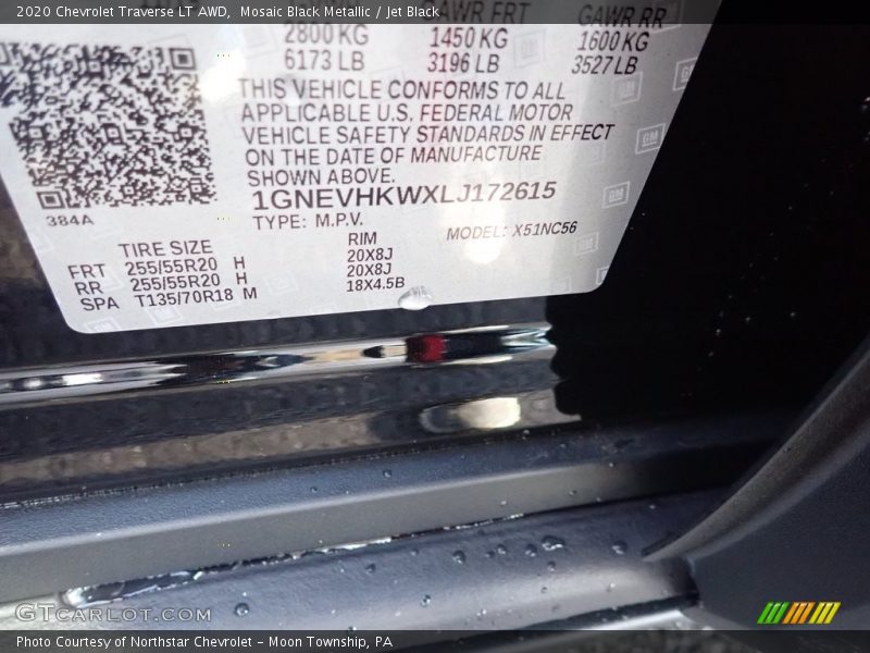 Mosaic Black Metallic / Jet Black 2020 Chevrolet Traverse LT AWD